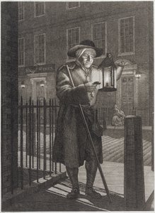 London Watchman with his Lantern by Moonlight